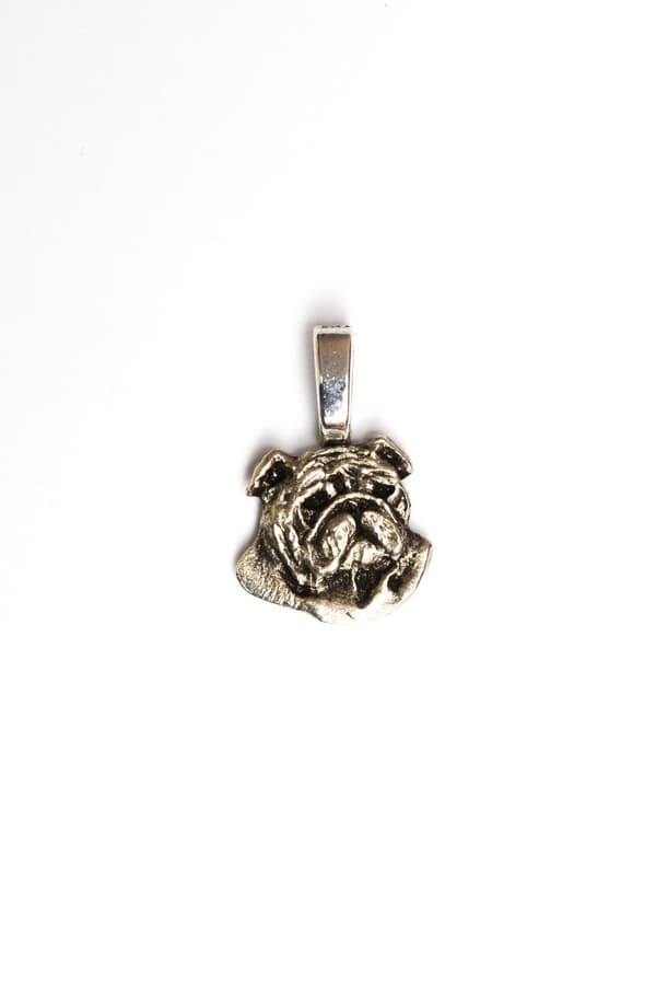 Engelsk bulldog, Bulldog II - halsband med hund, silverpläterat hänge för en hundälskare, subtila smycken av Art-Dog