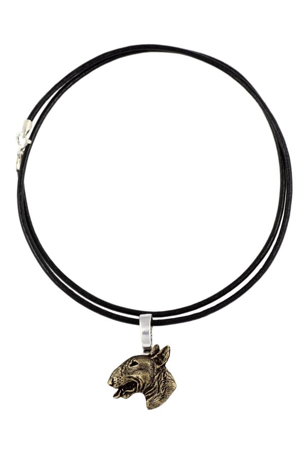 Bull terrier, Bull Terrier III - halsband med en hund, silverpläterat hänge för en hundälskare, subtila smycken från Art-Dog