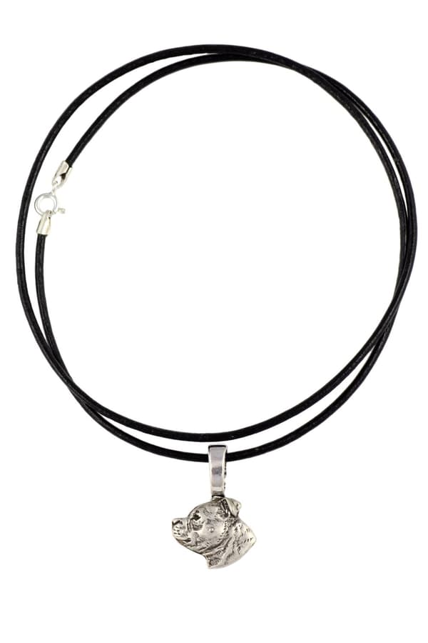 Staffordshire Bull Terrier, Staffik, Staffi - halsband med hund, silverpläterat hänge för en hundälskare, subtila smycken från Art-Dog