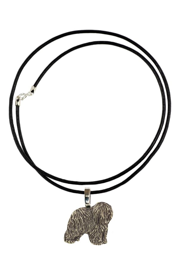 Polish Lowland Sheepdog, PON II - halsband med en hund, silverpläterat hänge för en hundälskare, subtila smycken från Art-Dog