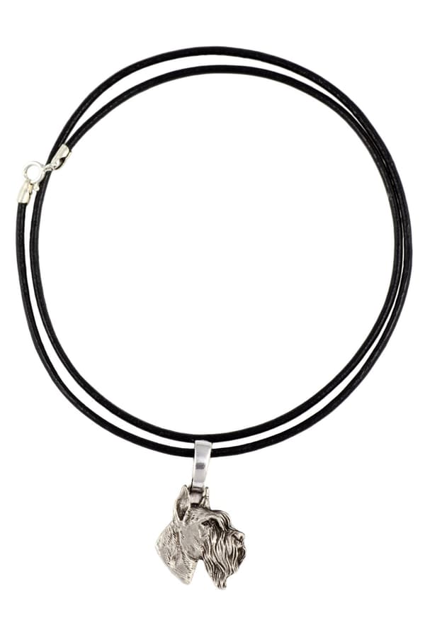 Schnauzer, Schnauzer II - halsband med en hund, silverpläterat hänge för en hundälskare, subtila smycken av Art-Dog