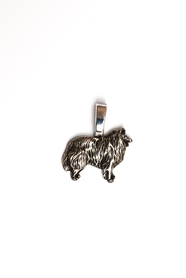 Långhårig Scottish Shepherd, Collie rough - halsband med en hund, silverpläterat hänge för en hundälskare, subtila smycken från Art-Dog