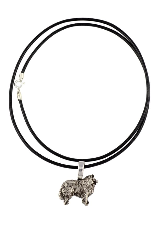 Långhårig Scottish Shepherd, Collie rough - halsband med en hund, silverpläterat hänge för en hundälskare, subtila smycken från Art-Dog
