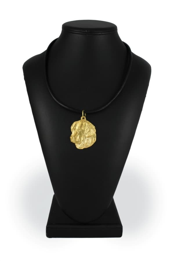 Golden Retriever - halsband med en hund i presentask, guldpläterat hänge för en hundfantast, iögonfallande Art-Dog-smycken