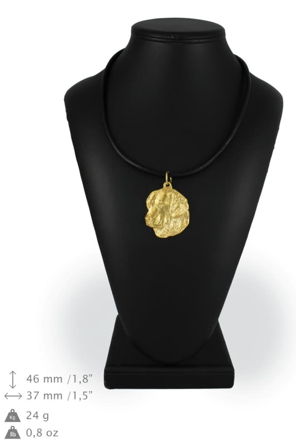 Golden Retriever - halsband med en hund i presentask, guldpläterat hänge för en hundfantast, iögonfallande Art-Dog-smycken
