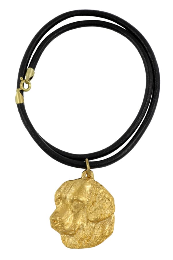 Golden Retriever - halsband med en hund i presentask, guldpläterat hänge för en hundfantast, iögonfallande Art-Dog-smycken