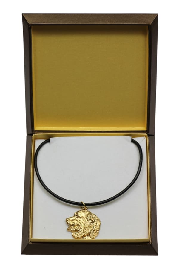 Berner Sennenhund, Berner Sennenhund I - halsband med hund i presentförpackning, guldpläterat hänge för en hundfantast, iögonfallande Art-Dog smycken