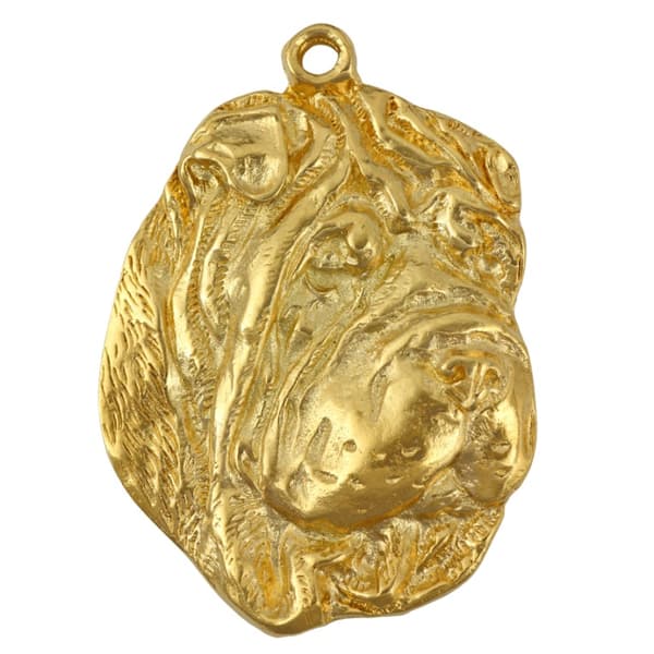 Shar Pei - halsband med en hund i presentask, guldpläterat hänge för en hundfantast, iögonfallande Art-Dog-smycken