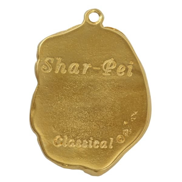 Shar Pei - halsband med en hund i presentask, guldpläterat hänge för en hundfantast, iögonfallande Art-Dog-smycken