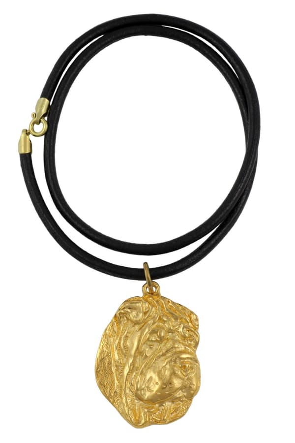 Shar Pei - halsband med en hund i presentask, guldpläterat hänge för en hundfantast, iögonfallande Art-Dog-smycken