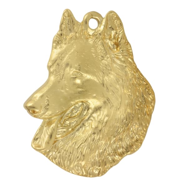 Belgianpaimenkoira, Belgianpaimenkoira - kaulakoru koiran kanssa lahjarasiassa, kullattu riipus koiran fanille, katseenvangitsija Art-Dog-korut