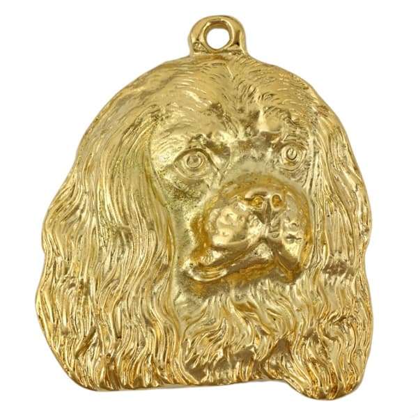 Cavalier King Charles Spaniel - halsband med en hund i presentförpackning, guldpläterat hänge för en hundfantast, iögonfallande Art-Dog-smycken