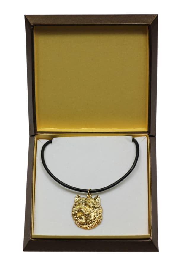 Cairn Terrier - halsband med en hund i presentförpackning, guldpläterat hänge för en hundfantast, iögonfallande Art-Dog-smycken