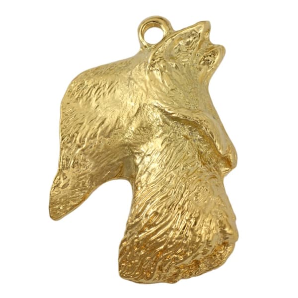 Scottish Terrier, Aberdeen Terrier - halsband med en hund i presentask, guldpläterat hänge för en hundfantast, iögonfallande Art-Dog-smycken