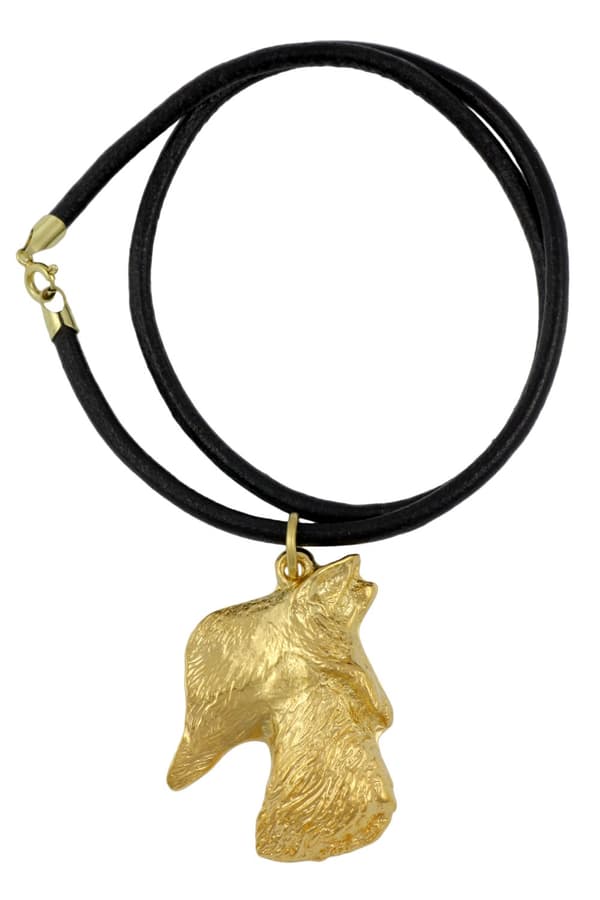 Scottish Terrier, Aberdeen Terrier - halsband med en hund i presentask, guldpläterat hänge för en hundfantast, iögonfallande Art-Dog-smycken