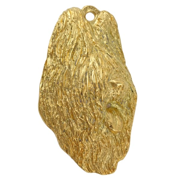 French Shepherd Briard, Berger de Brie I - halsband med en hund i presentask, guldpläterat hänge för en hundfantast, iögonfallande Art-Dog-smycken