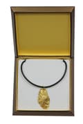 Miniatyrbild 1 av 6: French Shepherd Briard, Berger de Brie I - halsband med en hund i presentask, guldpläterat hänge för en hundfantast, iögonfallande Art-Dog-smycken