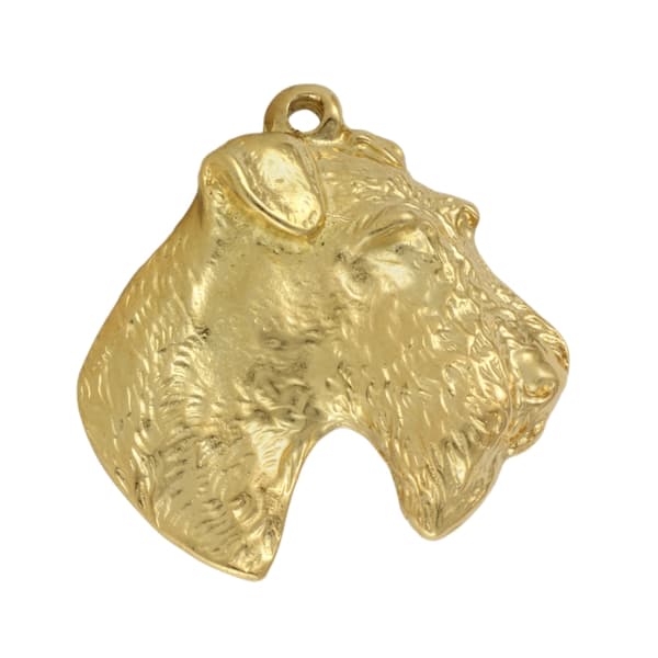 Trådhårig foxterrier - halsband med en hund i presentförpackning, guldpläterat hänge för en hundfantast, iögonfallande Art-Dog-smycken