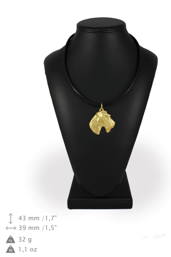 Trådhårig foxterrier - halsband med en hund i presentförpackning, guldpläterat hänge för en hundfantast, iögonfallande Art-Dog-smycken