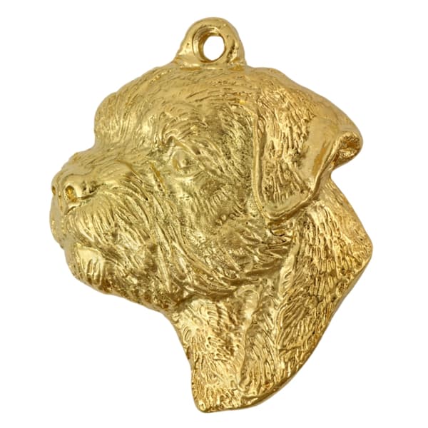 Border Terrier - halsband med en hund i presentförpackning, guldpläterat hänge för en hundfantast, iögonfallande Art-Dog-smycken