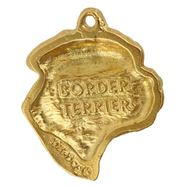 Border Terrier - halsband med en hund i presentförpackning, guldpläterat hänge för en hundfantast, iögonfallande Art-Dog-smycken