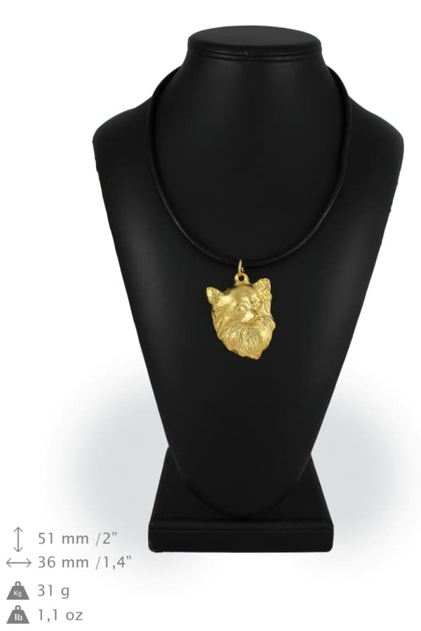 Långhårig Chihuahua - halsband med en hund i presentask, guldpläterat hänge för en hundfantast, iögonfallande Art-Dog-smycken