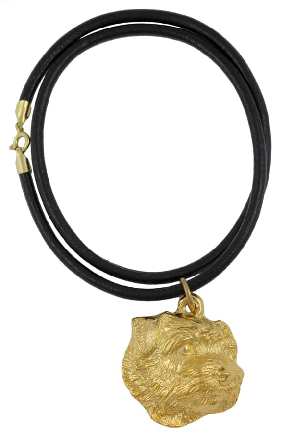 Norfolk Terrier - halsband med en hund i presentask, guldpläterat hänge för en hundfantast, iögonfallande Art-Dog-smycken