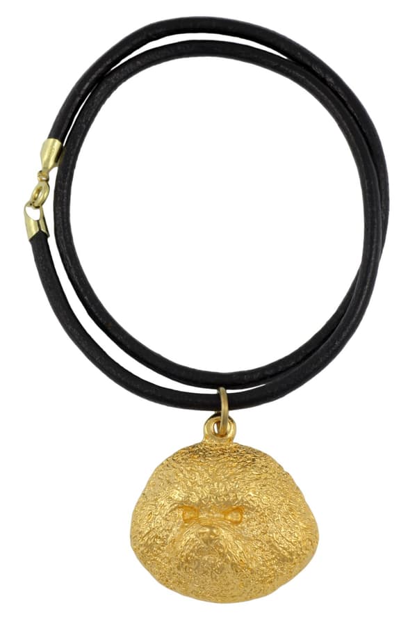 Bichon Frise, Teneriffa Dog - halsband med en hund i presentförpackning, guldpläterat hänge för en hundfantast, iögonfallande Art-Dog-smycken