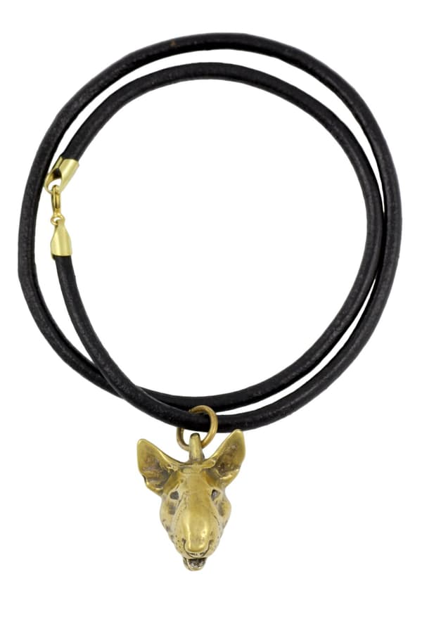 Bull Terrier, Bull Terrier I - halsband med en hund i presentförpackning, guldpläterat hänge för en hundfantast, iögonfallande Art-Dog-smycken