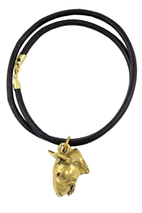 Bull Terrier, Bull Terrier I - halsband med en hund i presentförpackning, guldpläterat hänge för en hundfantast, iögonfallande Art-Dog-smycken