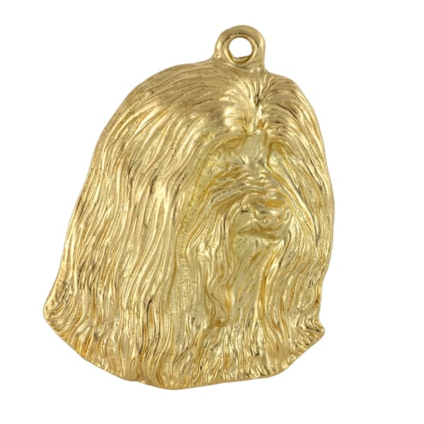 Bearded Collie, Highland Collie - halskæde med en hund i gaveæske, forgyldt vedhæng til en hundefan, iøjnefaldende Art-Dog smykker