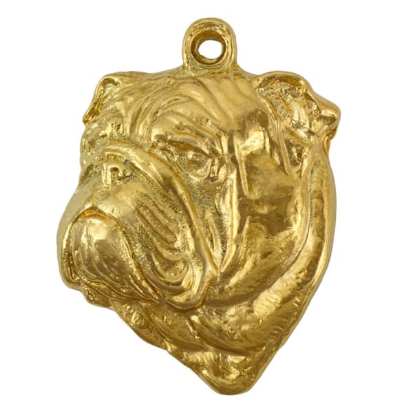 Englanninbulldog, Bulldog II - kaulakoru koiran kanssa lahjarasiassa, kullattu riipus koiran fanille, katseenvangitsija Art-Dog koruja
