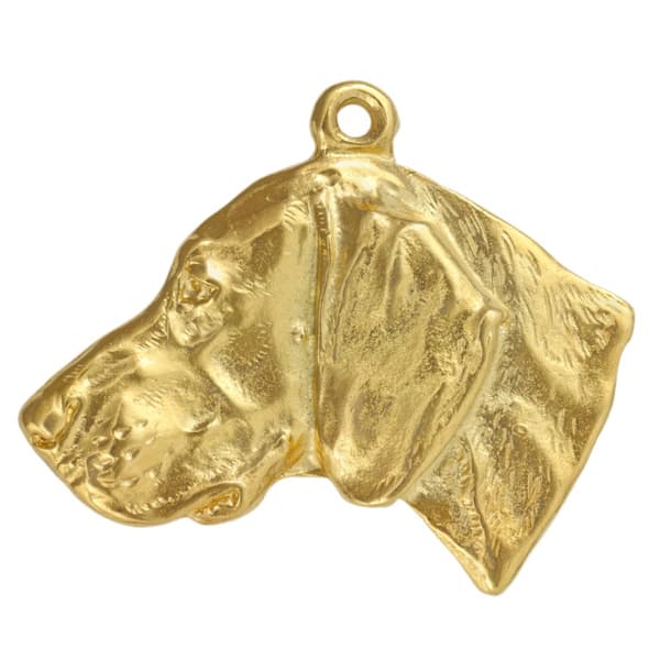 Weimaraner, Weimaraner - halsband med en hund i presentask, guldpläterat hänge för en hundfantast, iögonfallande Art-Dog-smycken