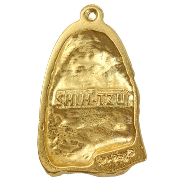 Shih Tzu, Shi tsu, Shi-Tzu, Szi-cu, Szitzu - halsband med en hund i presentask, guldpläterat hänge för en hundfantast, iögonfallande Art-Dog-smycken