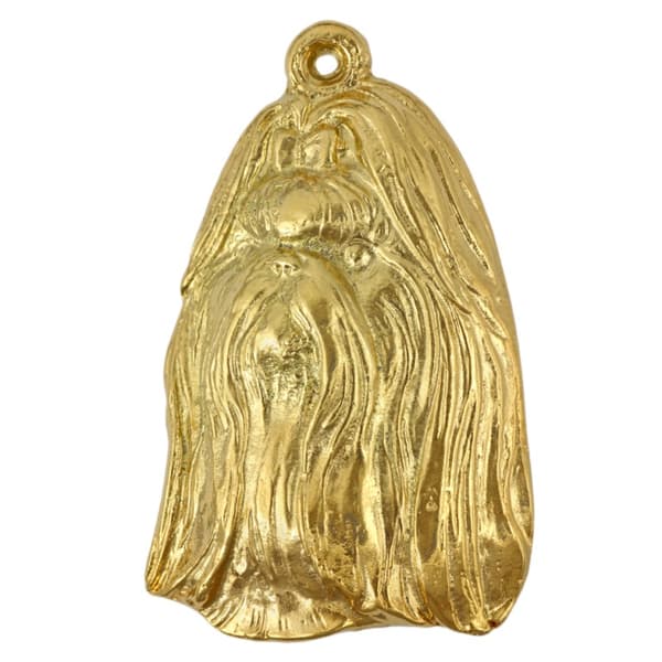 Shih Tzu, Shi tsu, Shi-Tzu, Szi-cu, Szitzu - halsband med en hund i presentask, guldpläterat hänge för en hundfantast, iögonfallande Art-Dog-smycken
