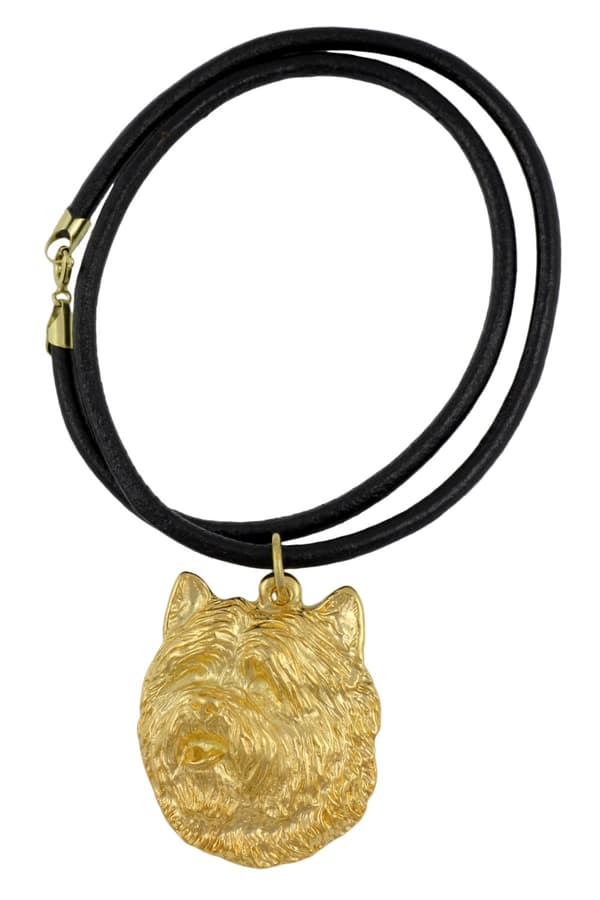 Cairn Terrier - kaulakoru koiran kanssa lahjarasiassa, kullattu riipus koirafanille, katseenvangitsija Art-Dog korut