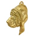 Pikkukuva 2 / 5: Verikoira, Pyhän koira Huberta - kaulakoru koiran kanssa lahjarasiassa, kullattu riipus koirafanille, katseenvangitsija Art-Dog koruja