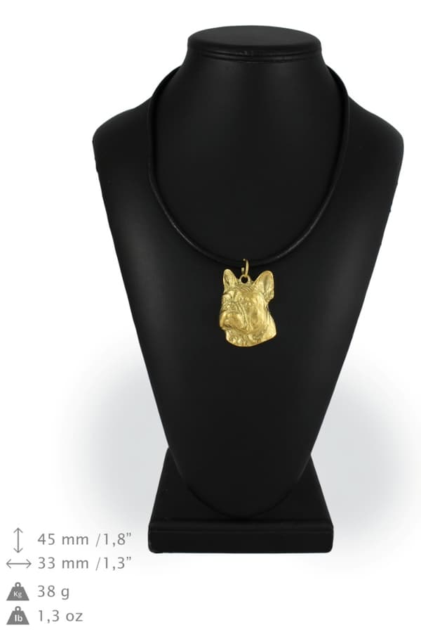 French Bulldog II - halsband med en hund i presentask, guldpläterat hänge för en hundfantast, iögonfallande Art-Dog-smycken