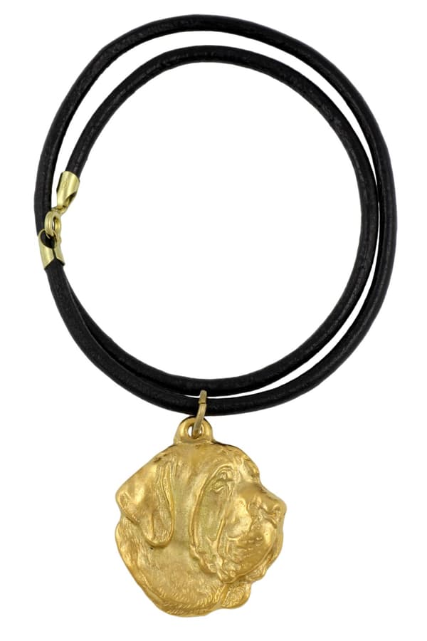 Fila Brasileiro, Brazilian Mastiff - halsband med en hund i presentask, guldpläterat hänge för en hundfantast, iögonfallande Art-Dog-smycken