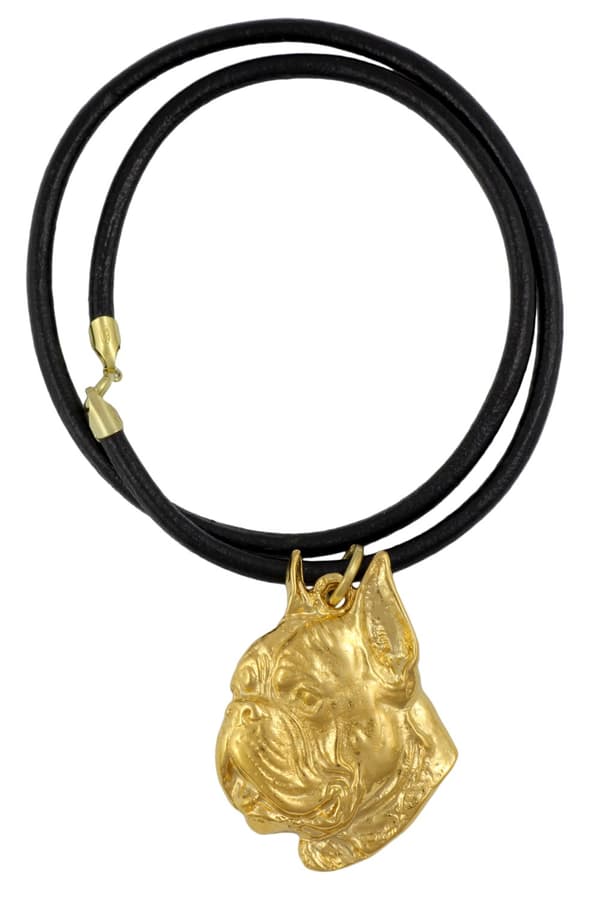 Boxer, Boxer II - halsband med en hund i presentask, guldpläterat hänge för en hundfantast, iögonfallande Art-Dog-smycken