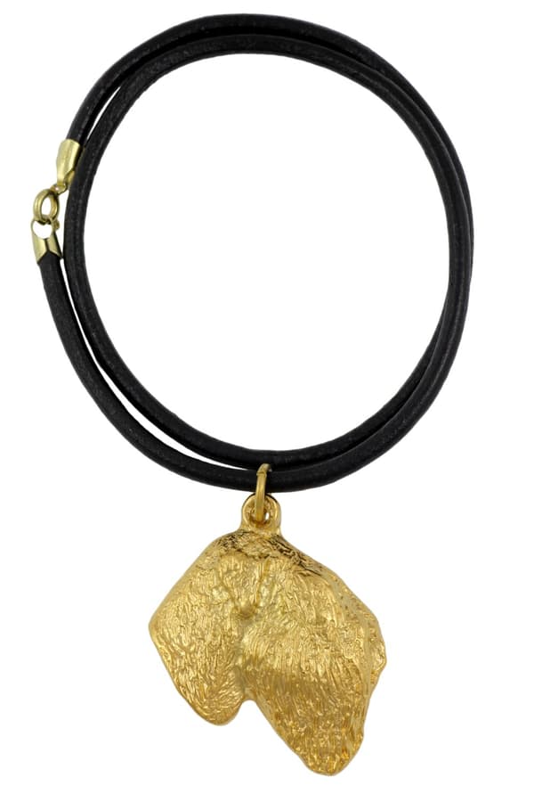 Russian Black Terrier - halsband med en hund i presentförpackning, guldpläterat hänge för en hundfantast, iögonfallande Art-Dog-smycken