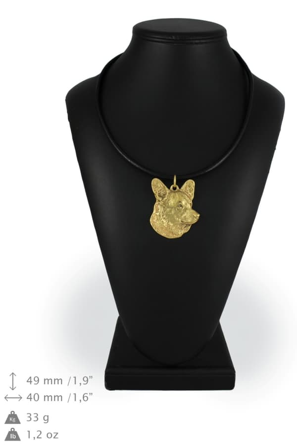 Cardigan Welsh Corgi - halsband med en hund i presentförpackning, guldpläterat hänge för en hundfantast, iögonfallande Art-Dog-smycken