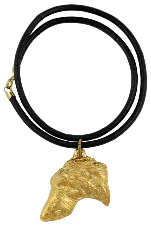 Scottish Greyhound, Deerhound - halsband med en hund i presentförpackning, guldpläterat hänge för en hundfantast, iögonfallande Art-Dog-smycken