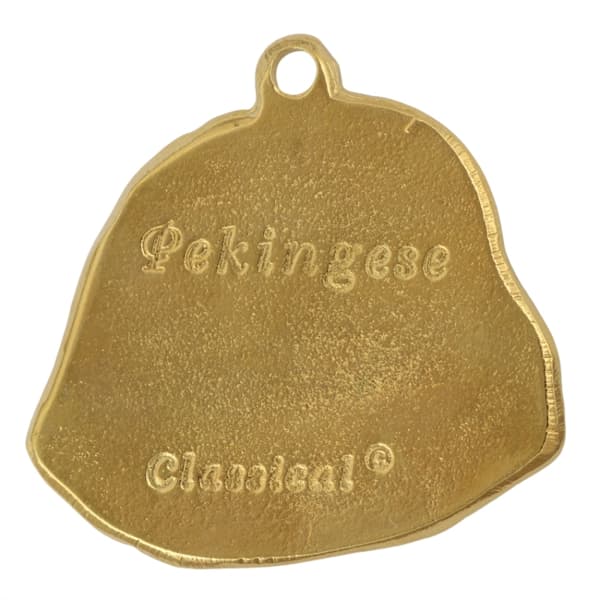 Pekingese - halsband med en hund i presentförpackning, guldpläterat hänge för en hundfantast, iögonfallande Art-Dog-smycken