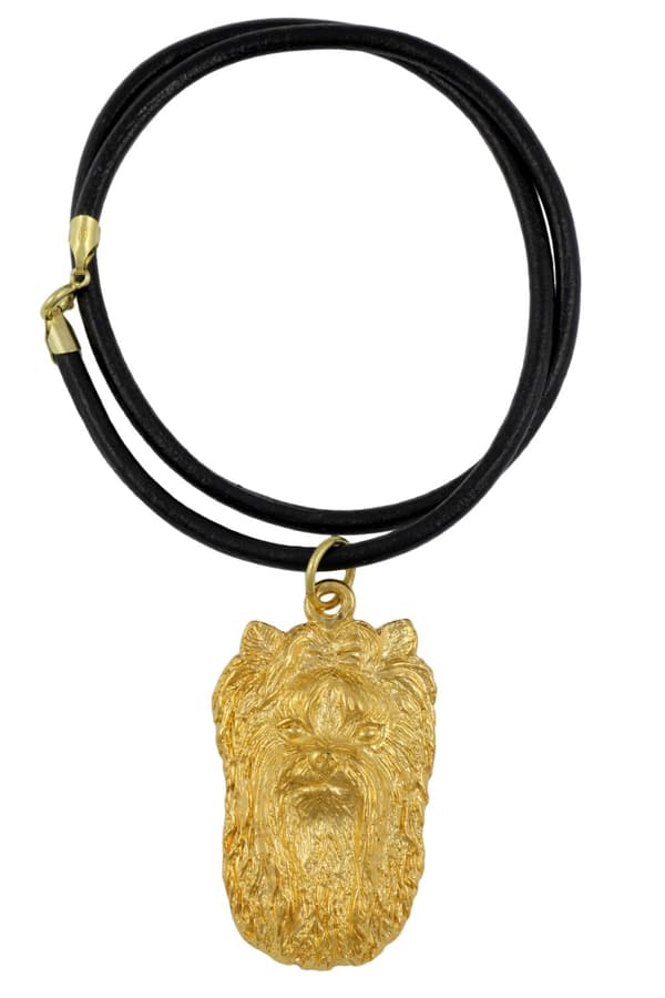 Yorkshire Terrier, York, York, Yorkie II - halsband med en hund i presentask, guldpläterat hänge för en hundfantast, iögonfallande Art-Dog-smycken