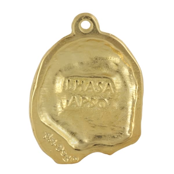 Lhasa Apso - halsband med en hund i presentask, guldpläterat hänge för en hundfantast, iögonfallande Art-Dog-smycken