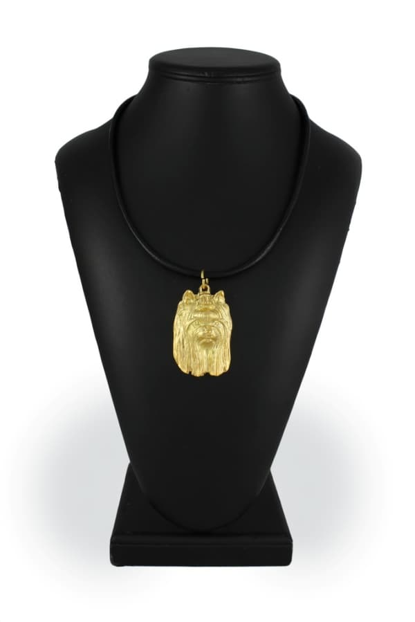 Yorkshire Terrier, York, Yorkie, Yorkie III - halsband med en hund i presentask, guldpläterat hänge för en hundfantast, iögonfallande Art-Dog-smycken