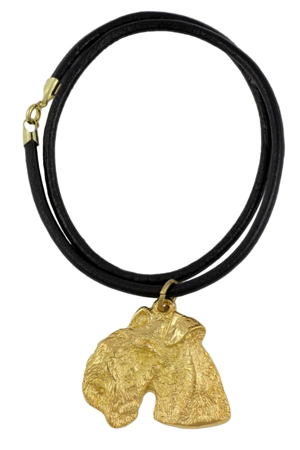 Lakeland Terrier - halsband med en hund i presentförpackning, guldpläterat hänge för en hundfantast, iögonfallande Art-Dog-smycken