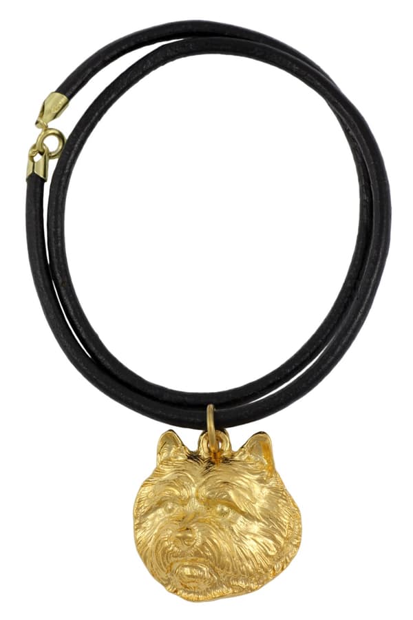 Norwich Terrier - halsband med en hund i presentask, guldpläterat hänge för en hundfantast, iögonfallande Art-Dog-smycken