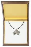 Miniatyrbild 1 av 8: Dalmatian, Dalmatian Pointer - halsband med en hund i presentask, silverpläterad medaljong för en hundfantast, iögonfallande Art-Dog-hänge